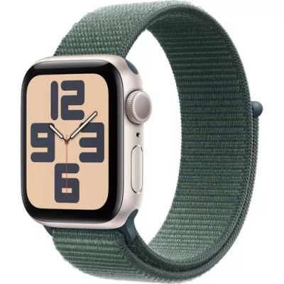 Apple Watch SE (2024) GPS 40mm Starlight Aluminium Case with Lake Green Sport Loop (MXEH3)